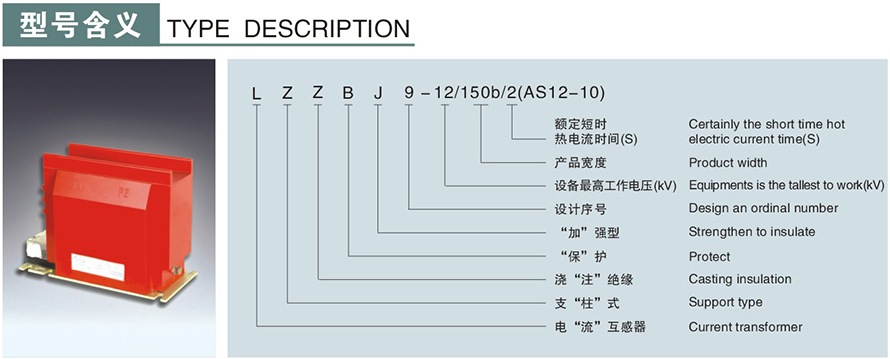 LZZBJ9-12150b2(AS12-10)型電流互感器型號說明